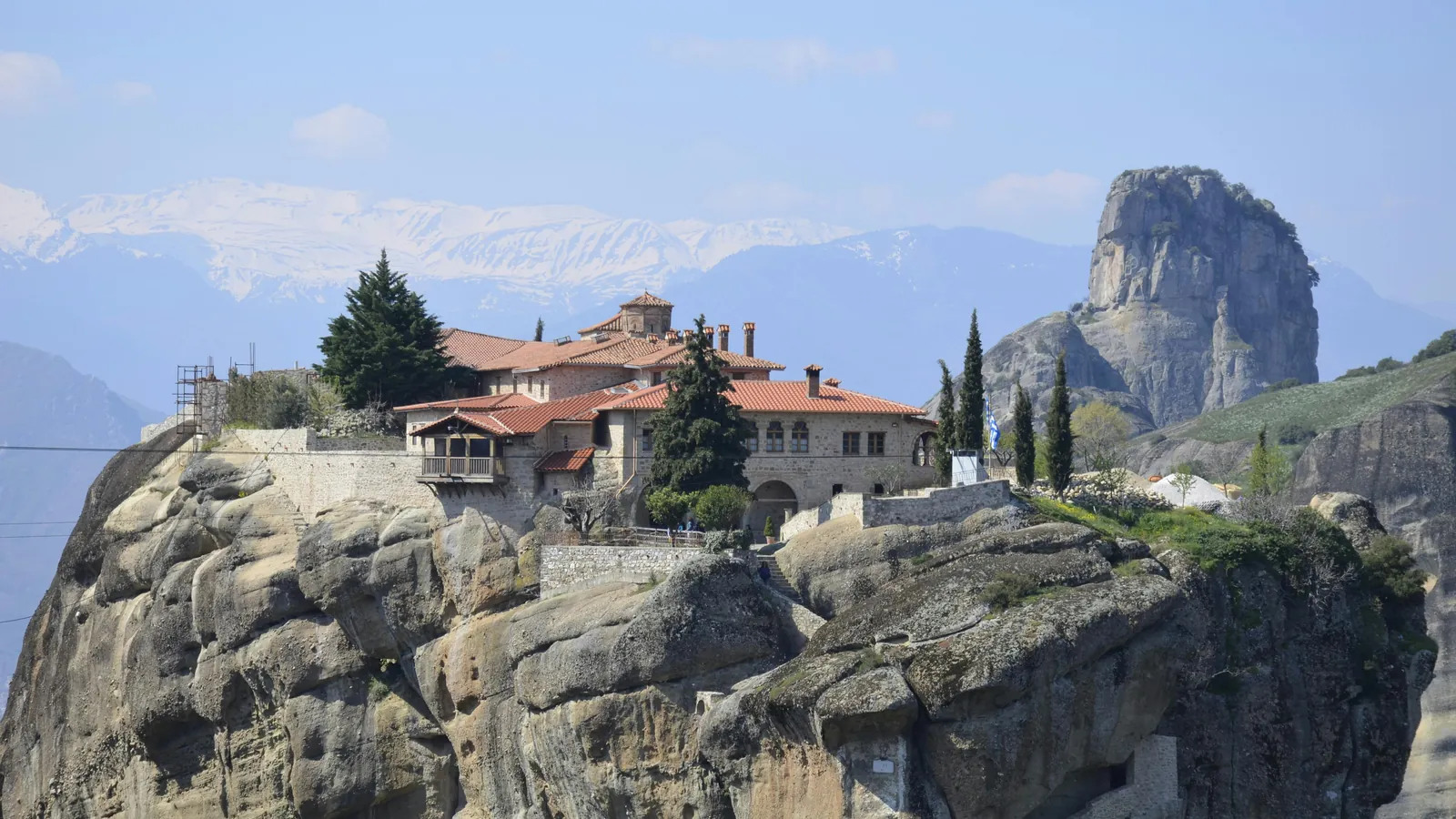 A Meteora monastery viewed from across the valley