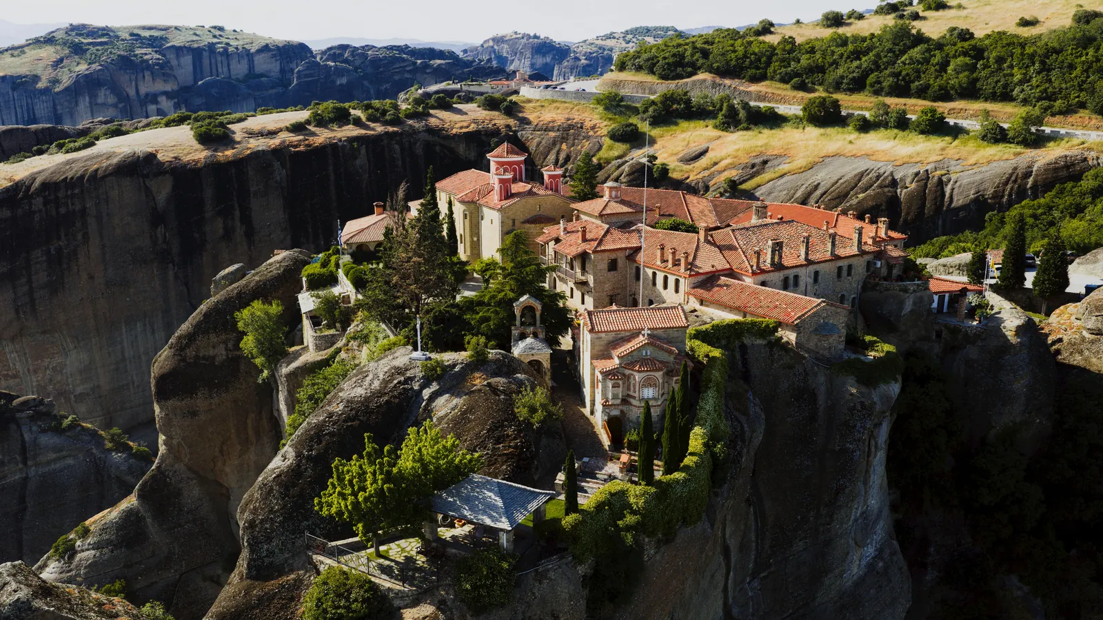 The Great Meteoron monastery on a sandstone pillar above Kalambaka, Meteora